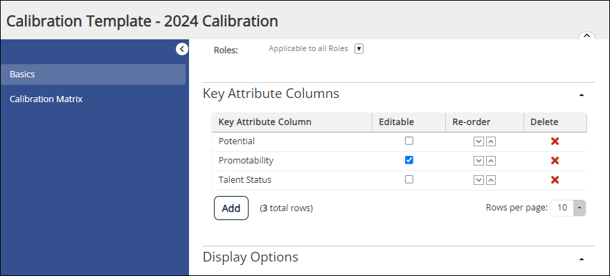Key Attribute Columns Grid