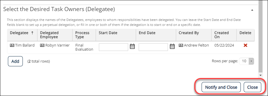 Notify Delegatees