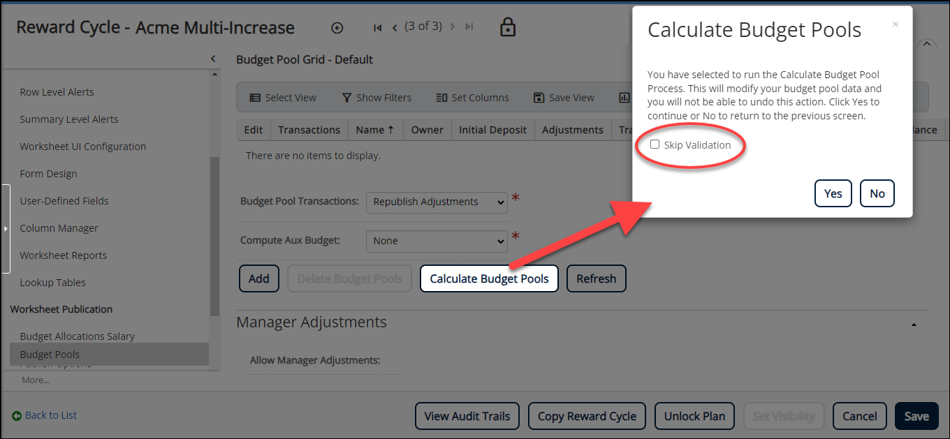 Skip Validation When Calculating Budget Pools – PeopleFluent