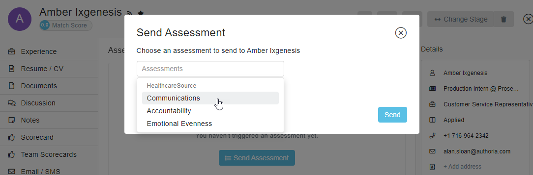 send assessments